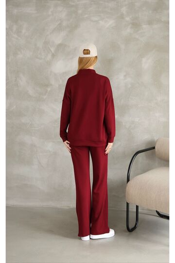 Oversize Fermuarlı Çıma Detaylı  Geniş Paça Modal Kumaş Eşofman Takım