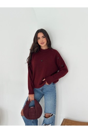 Çiçek Desenli Triko Kazak