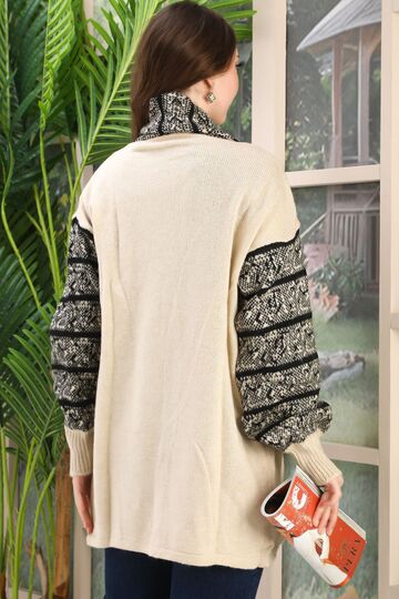 Örme Detaylı Oversize Cepli Uzun Triko Hırka