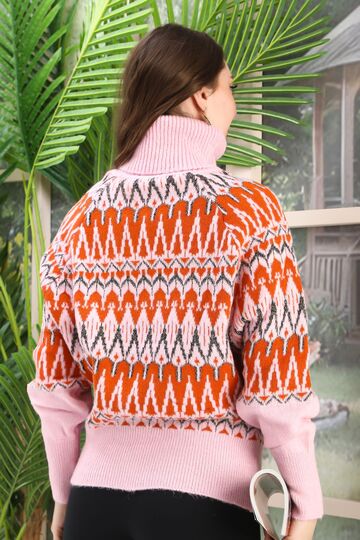 Balıkçı Yaka Oversize Örme Detaylı Yumuşak Triko Kazak