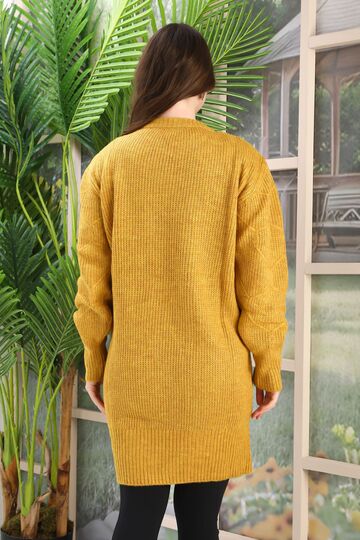 Oversize Uzun Yumuşak Petek Desen Örme Detaylı Triko Kazak