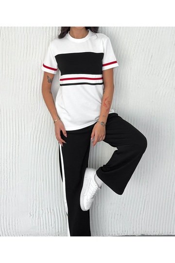 GARNİLİ ŞERİT DETAYLI MODAL KUMAŞ EŞOFMAN TAKIM