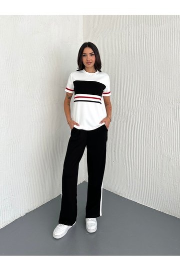 GARNİLİ ŞERİT DETAYLI MODAL KUMAŞ EŞOFMAN TAKIM
