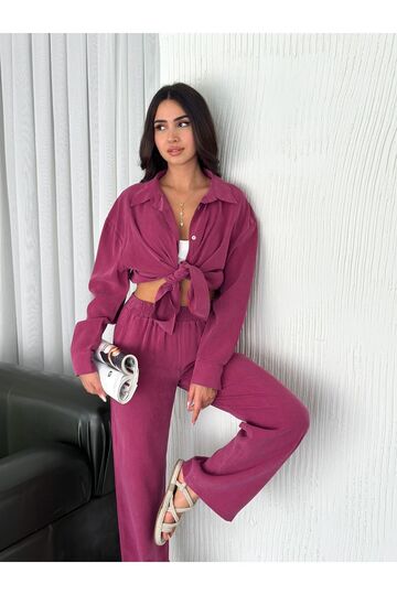 Yumuşak Doku Modal Kumaş Gömlekli Takım