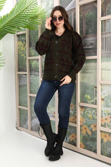 Oversize Yumuşak Örme Detaylı Düğmeli Triko Hırka