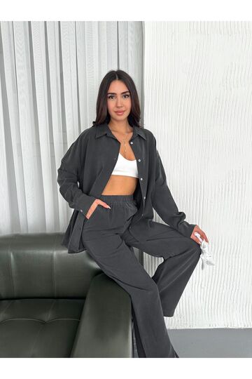 Yumuşak Doku Modal Kumaş Gömlekli Takım