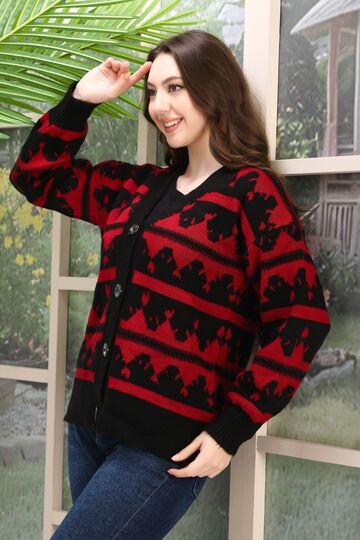 Oversize Yumuşak Örme Detaylı Düğmeli Triko Hırka