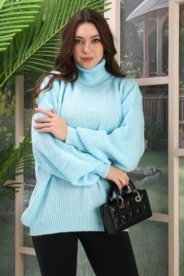 Oversize Balıkçı Yaka Yumuşak Triko Kazak
