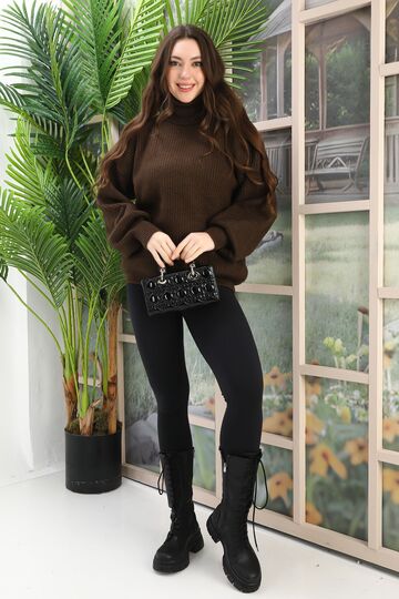 Oversize Balıkçı Yaka Yumuşak Triko Kazak
