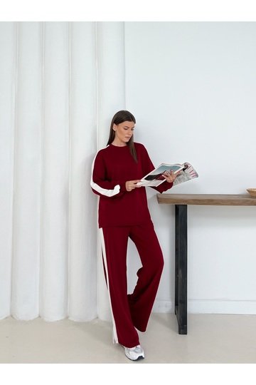 Geniş Şerit Detaylı Oversize Geniş Paça Modal Kumaş Eşofman Takım