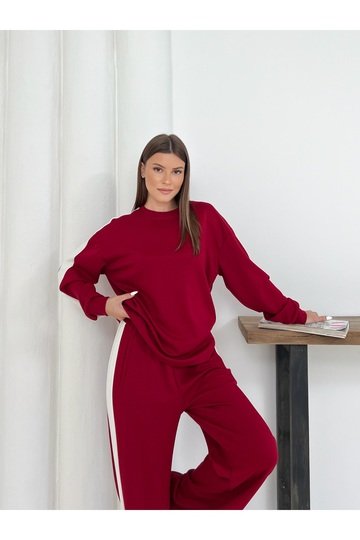 Geniş Şerit Detaylı Oversize Geniş Paça Modal Kumaş Eşofman Takım