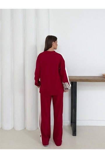 Geniş Şerit Detaylı Oversize Geniş Paça Modal Kumaş Eşofman Takım