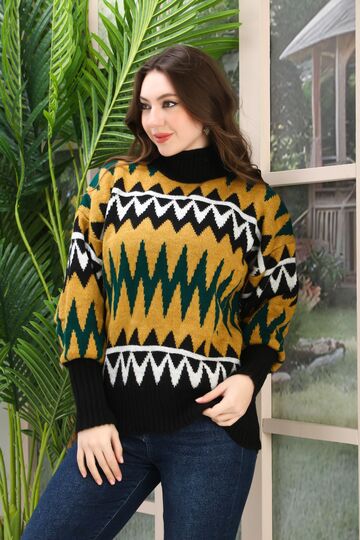 Oversize Örme Detaylı Balıkçı Yaka Yumuşak Triko Kazak