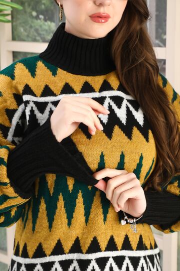 Oversize Örme Detaylı Balıkçı Yaka Yumuşak Triko Kazak