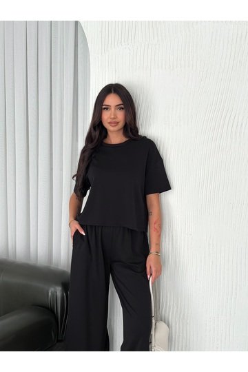 GENİŞ PAÇA YUMUŞAK DOKU MODAL KUMAŞ KISA KOL EŞOFMAN TAKIM