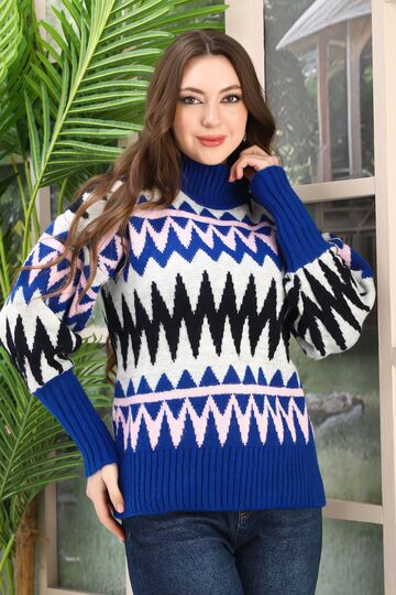 Oversize Örme Detaylı Balıkçı Yaka Yumuşak Triko Kazak