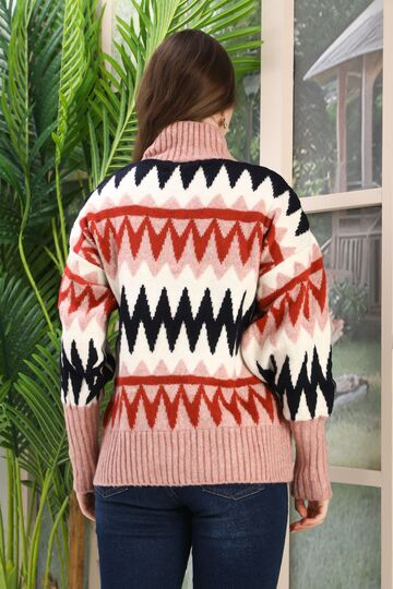 Oversize Örme Detaylı Balıkçı Yaka Yumuşak Triko Kazak