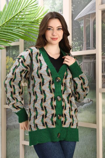 Oversize Yumuşak Örme Detaylı Düğmeli Triko Hırka