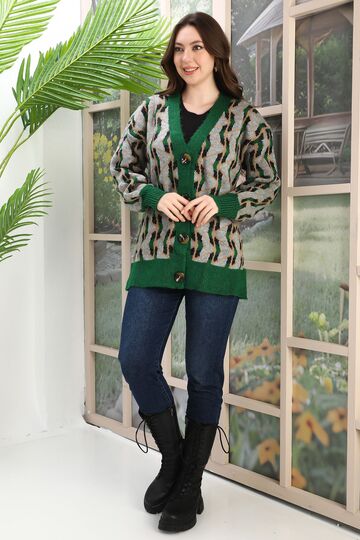 Oversize Yumuşak Örme Detaylı Düğmeli Triko Hırka