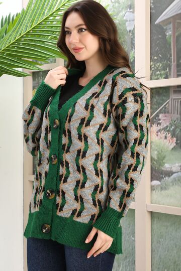 Oversize Yumuşak Örme Detaylı Düğmeli Triko Hırka
