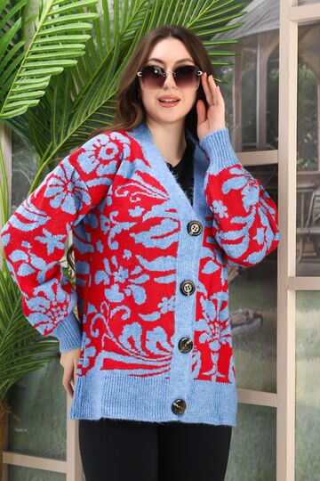 Oversize Yumuşak Örme Detaylı Düğmeli Triko Hırka