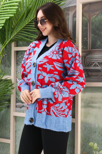 Oversize Yumuşak Örme Detaylı Düğmeli Triko Hırka