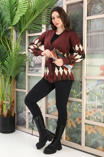 Oversize Yumuşak Örme Detaylı Düğmeli Triko Hırka