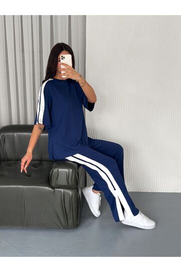 Yumuşak Doku Alt-Üst Yırtmaçlı Kısa Kol Modal Kumaş Eşofman Takım