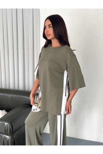 Yumuşak Doku Alt-Üst Yırtmaçlı Kısa Kol Modal Kumaş Eşofman Takım