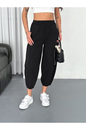 BELİ LATİKLİ DİKİŞ DETAYLI GABARDİN KUMAŞ PANTOLON