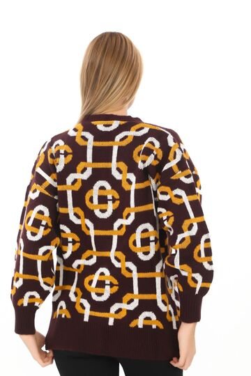 Oversize Düğmeli Örme Detaylı Triko Hırka