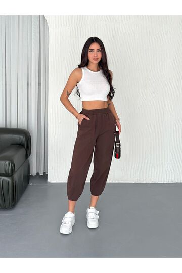 Beli Latikli Dikiş Detaylı Gabardin Kumaş Pantolon