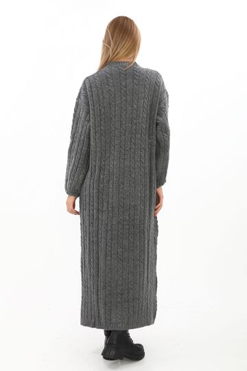 Oversize Salaş Saç Örgülü Yumuşak Triko Elbise