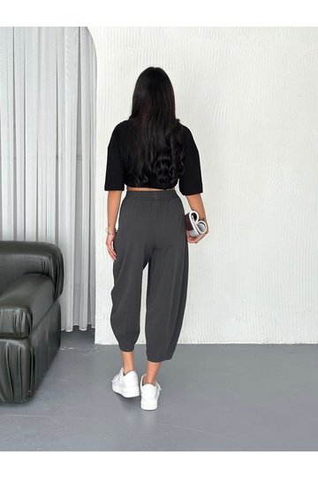BELİ LATİKLİ DİKİŞ DETAYLI GABARDİN KUMAŞ PANTOLON