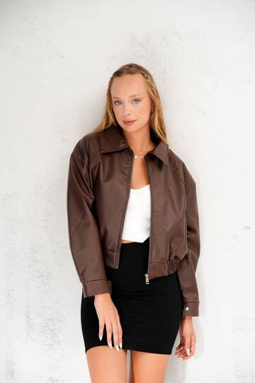Oversize Yeni Sezon Bomber Deri Ceket