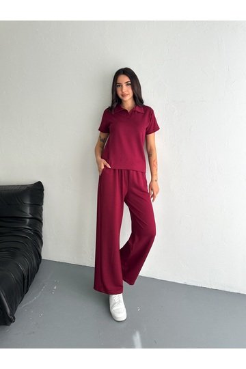 POLO YAKA GENİŞ PAÇA MODAL KUMAŞ KISA KOLLU EŞOFMAN TAKIM