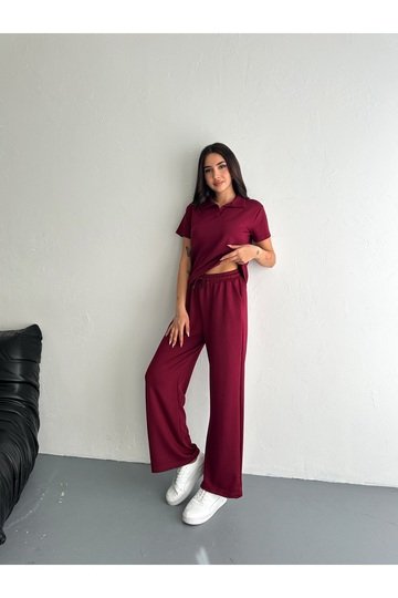 POLO YAKA GENİŞ PAÇA MODAL KUMAŞ KISA KOLLU EŞOFMAN TAKIM