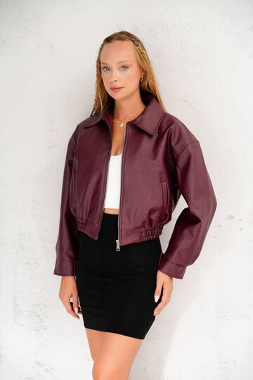 Oversize Yeni Sezon Bomber Deri Ceket