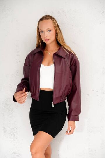 Oversize Yeni Sezon Bomber Deri Ceket