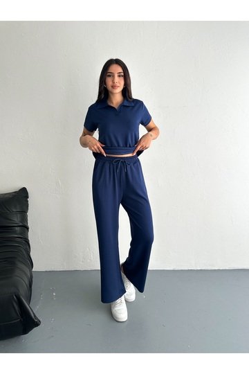 POLO YAKA GENİŞ PAÇA MODAL KUMAŞ KISA KOLLU EŞOFMAN TAKIM