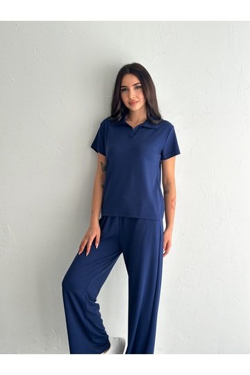 POLO YAKA GENİŞ PAÇA MODAL KUMAŞ KISA KOLLU EŞOFMAN TAKIM