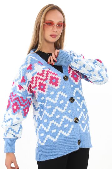 Oversize Yumuşak Örme Detaylı Düğmeli Triko Hırka