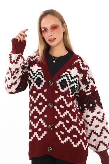 Oversize Yumuşak Örme Detaylı Düğmeli Triko Hırka