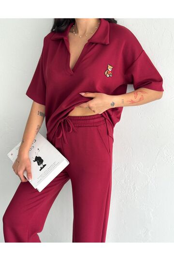 Polo Yaka Ayıcık Teddy Modal Kumaş Eşofman Takım