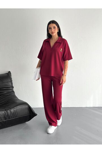 Polo Yaka Ayıcık Teddy Modal Kumaş Eşofman Takım