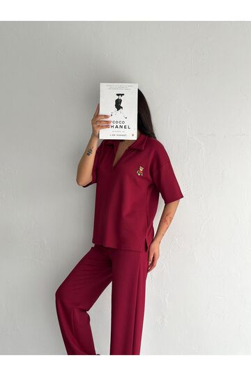 Polo Yaka Ayıcık Teddy Modal Kumaş Eşofman Takım