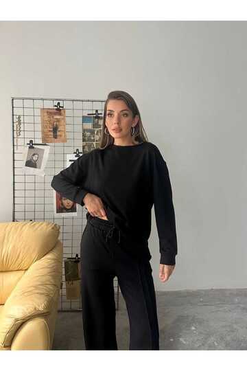 Çıma Detaylı Geniş Paça Modal Kumaş Eşofman Takım