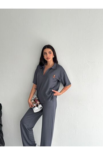 Polo Yaka Ayıcık Teddy Modal Kumaş Eşofman Takım