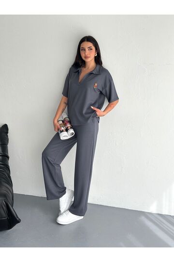 Polo Yaka Ayıcık Teddy Modal Kumaş Eşofman Takım