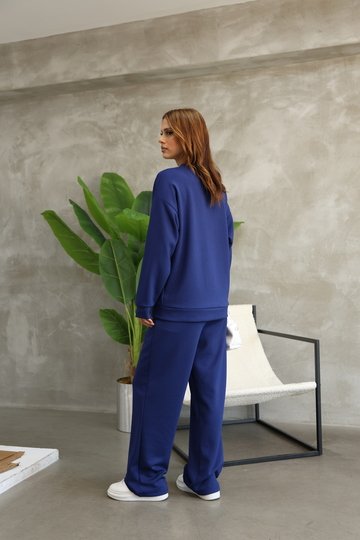 Oversize Bisiklet Yaka Geniş Paça Modal Kumaş Eşofman Takım